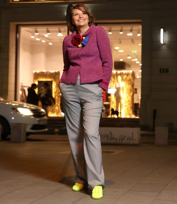 Sacou din bucle cu lana cu pantaloni drepti