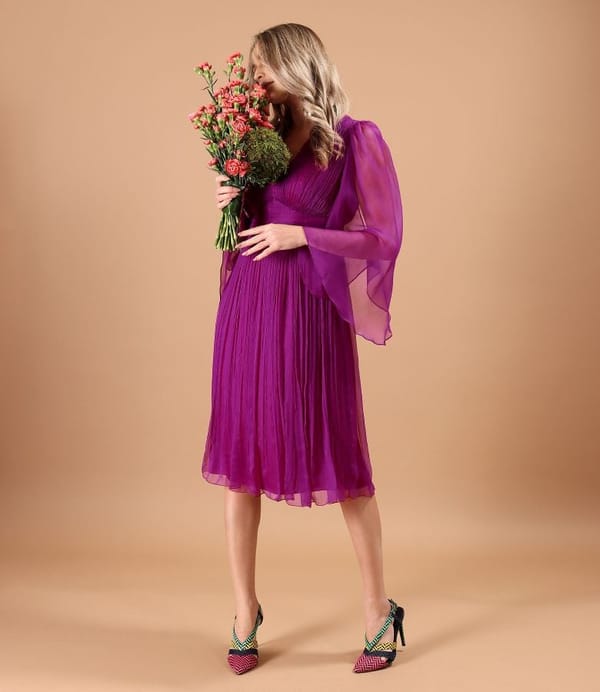 Rochie scurta de seara din voal de matase naturala