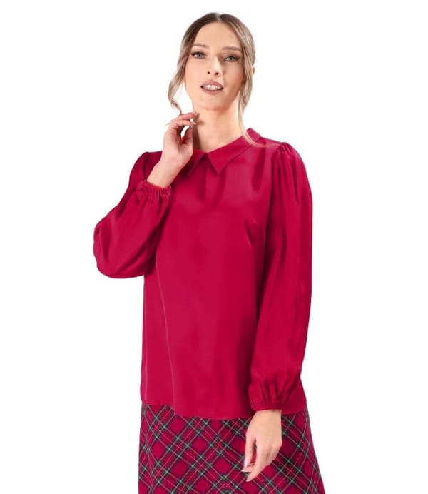 Bluza cu maneci lungi din satin de viscoza