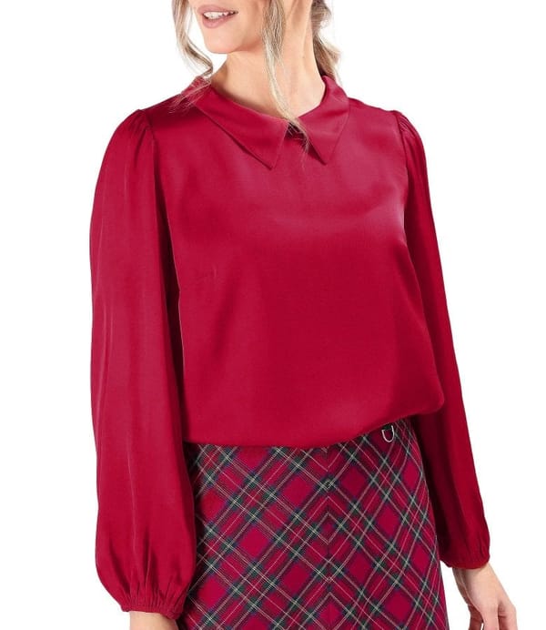 Bluza cu maneci lungi din satin de viscoza