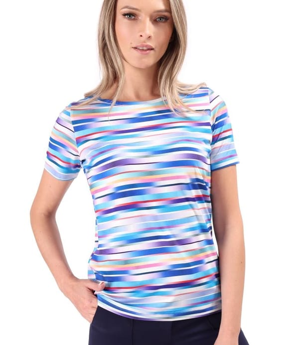 Bluza din jerse elastic de viscoza imprimat cu dungi