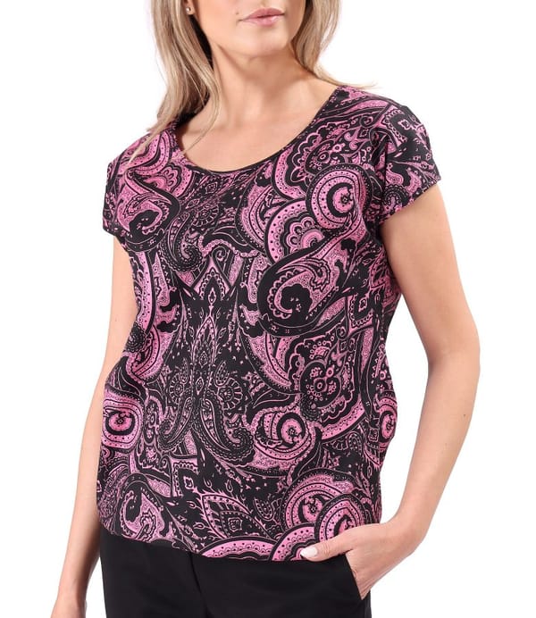 Bluza eleganta din bumbac elastic imprimat cu motive paisley