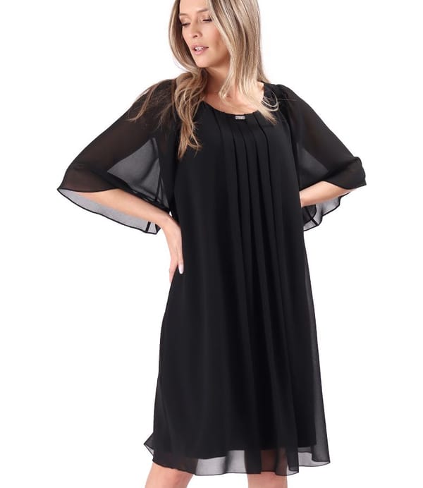 Rochie de ocazie din voal uni cu maneci evazate