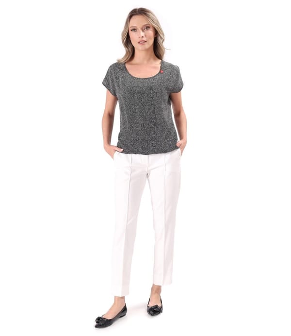 Tinuta eleganta cu bluza lejera din viscoza si pantaloni pana