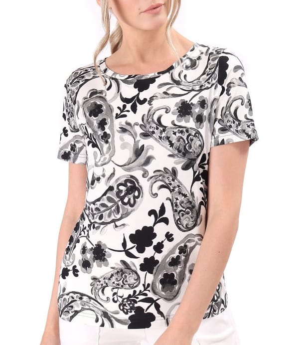 Bluza din jerse elastic imprimat digital cu motive florale