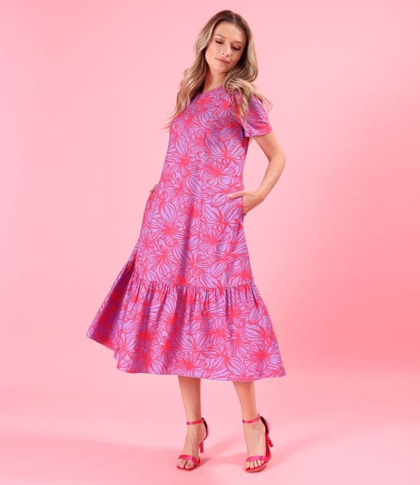 Rochie midi lejera imprimata cu motive florale