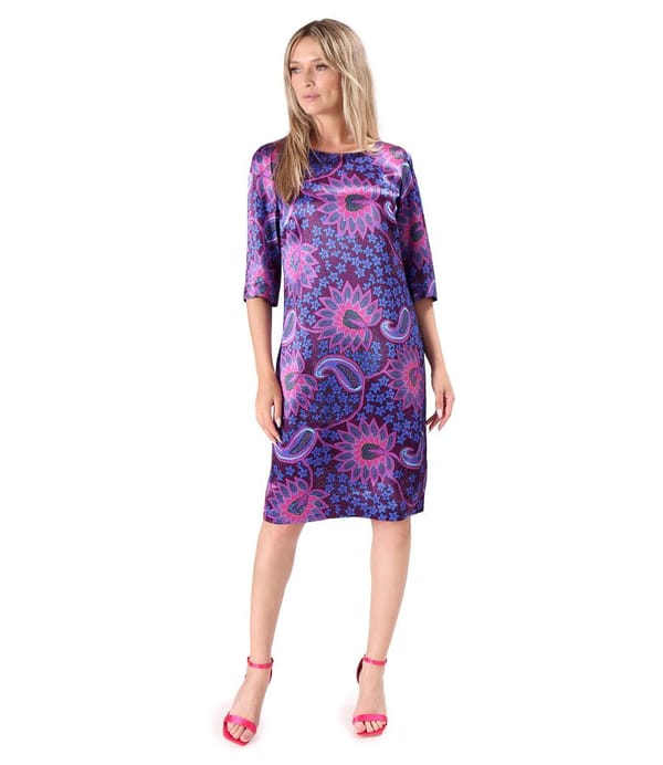 Rochie lejera din satin de viscoza imprimata cu motive paisley