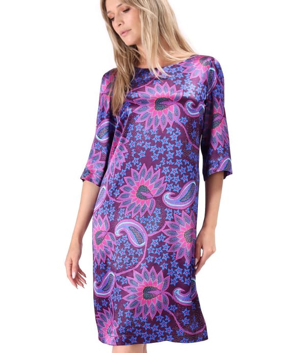 Rochie lejera din satin de viscoza imprimata cu motive paisley