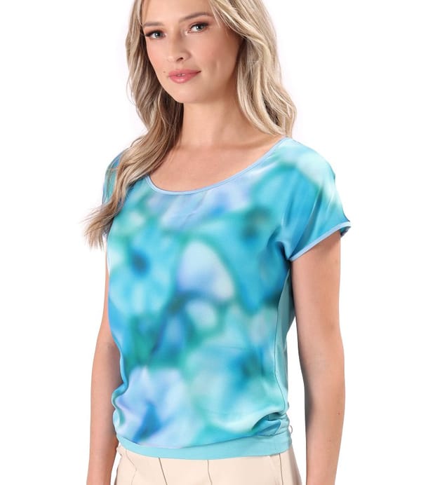 Bluza lejera cu fata din voal imprimat cu motive florale