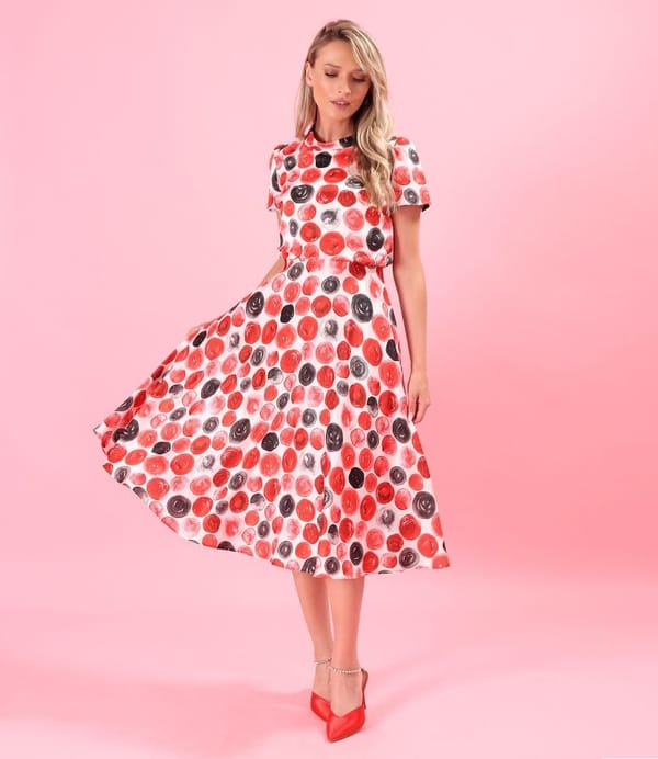 Rochie midi din bumbac cu matase naturala