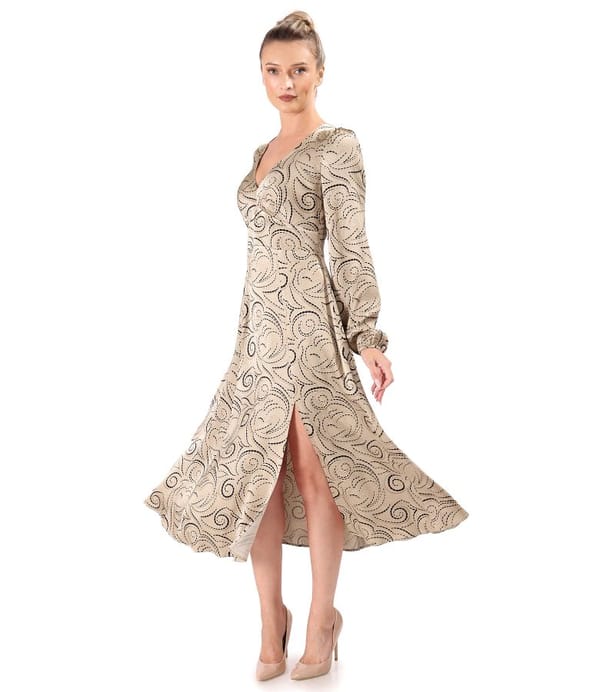 Rochie eleganta midi din viscoza satinata