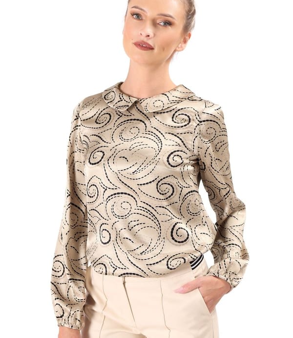 Bluza eleganta din viscoza satinata imprimata