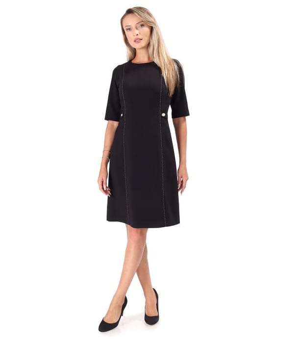 Rochie office evazata cu maneci scurte