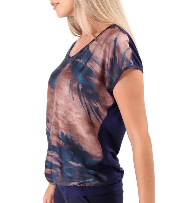 Bluza lejera cu fata din voal imprimat