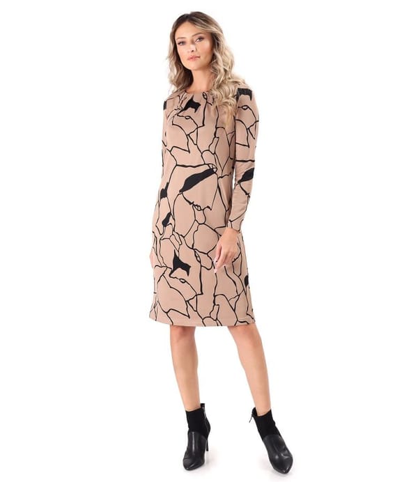 Rochie din viscoza cu falduri la decolteu