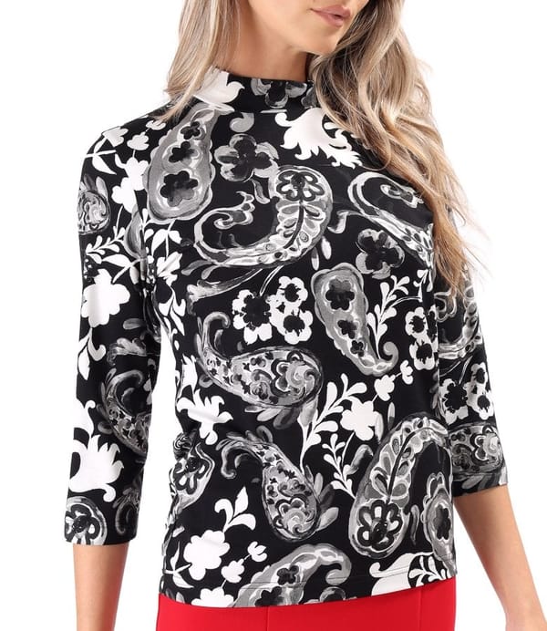 Helanca din jerse elastic imprimat cu motive florale