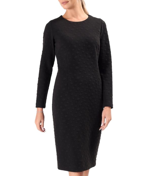 Rochie eleganta din jerse elastic gros cu buline tesute in relief