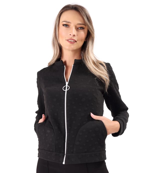 Bluza din jerse elastic gros cu buline tesute in relief