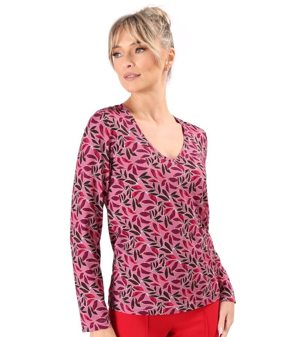 Bluza din jerse elastic cu decolteu in V