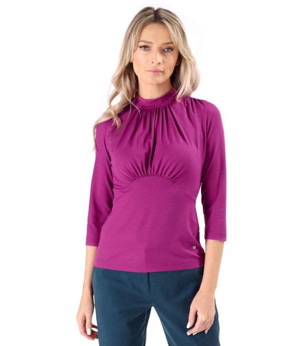 Bluza eleganta din jerse incretita la decolteu