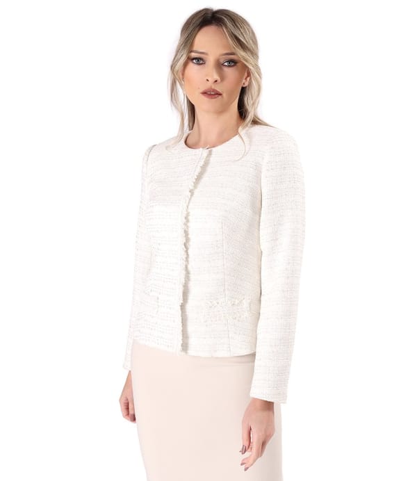 Sacou elegant din bucle cu bumbac si fir argintiu