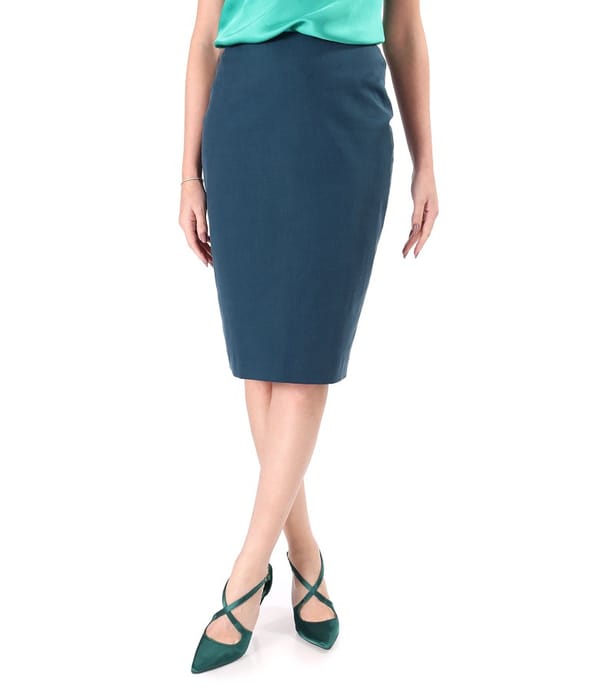 Fusta office din tencel cu bumbac