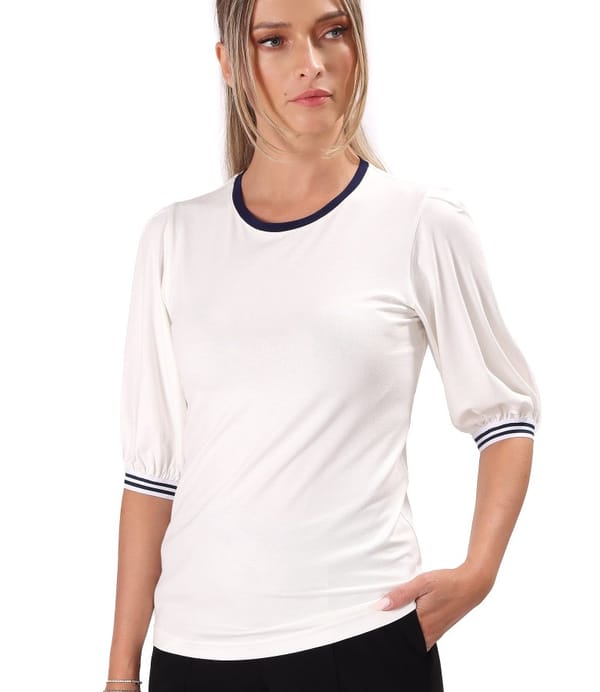 Bluza eleganta din jerse elastic cu maneci 3/4