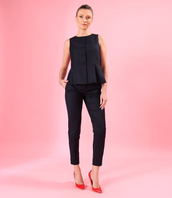 Vesta eleganta din stofa cu picouri