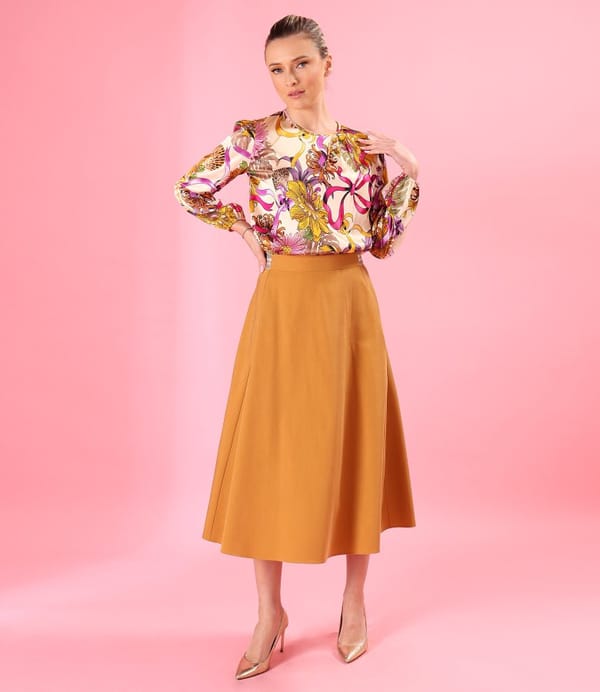 Bluza eleganta din viscoza satinata imprimata cu motive florale