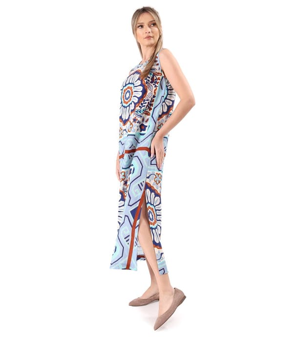 Rochie lunga din stofa cu viscoza imprimata