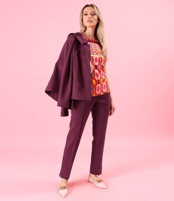 Bluza din jerse elastic imprimat cu motive geometrice