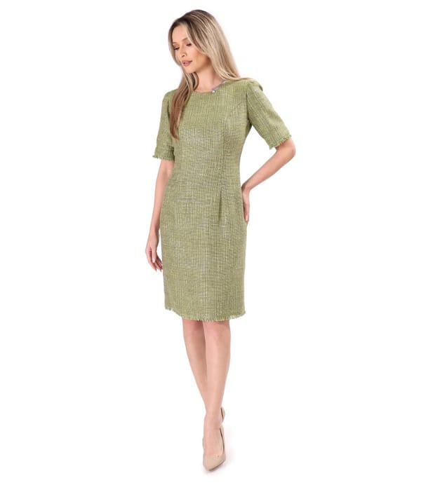 Rochie eleganta din bucle cu bumbac si fir argintiu