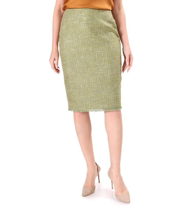 Fusta creion din bucle cu bumbac cu fir argintiu