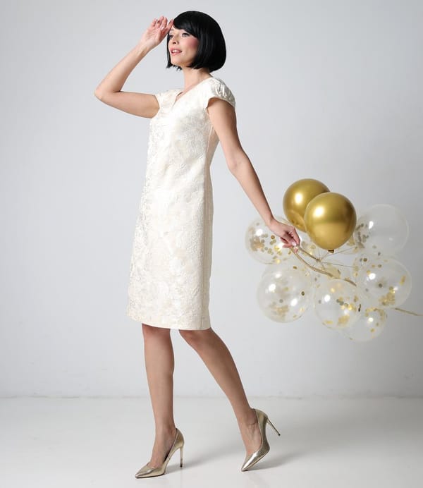 Rochie de ocazie din brocart cu motive florale