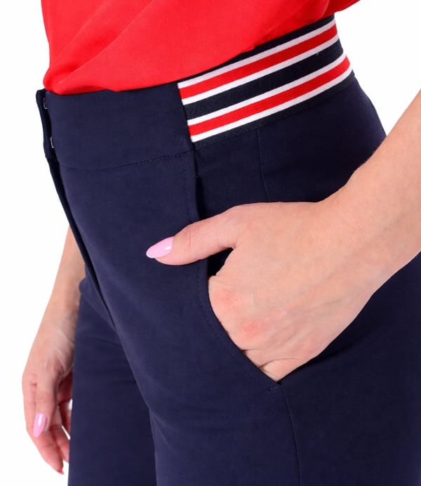 Pantaloni eleganti pana din stofa elastica