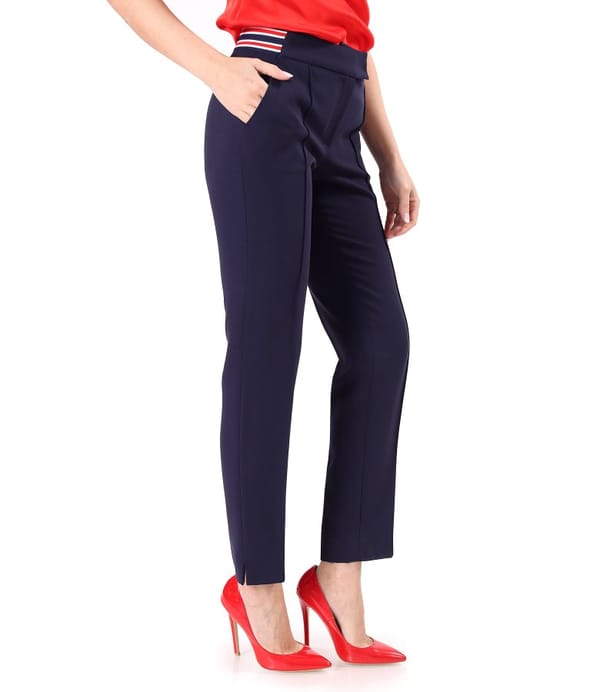 Pantaloni eleganti pana din stofa elastica