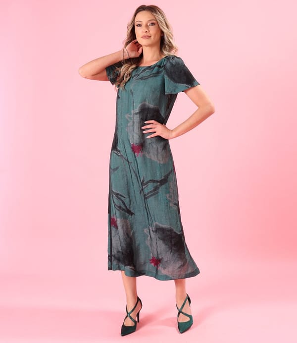 Rochie lunga din viscoza dublata cu strat de organza