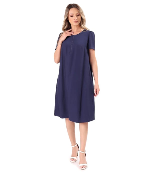 Rochie evazata din viscoza usor creponata