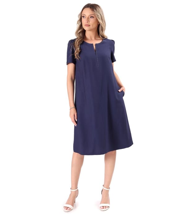 Rochie evazata din viscoza usor creponata
