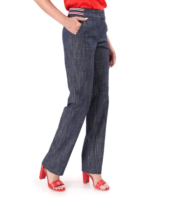 Pantaloni drepti din bumbac tip denim