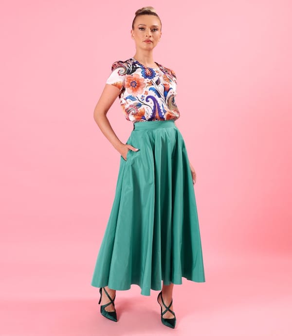 Bluza eleganta din matase naturala imprimata cu motive paisley