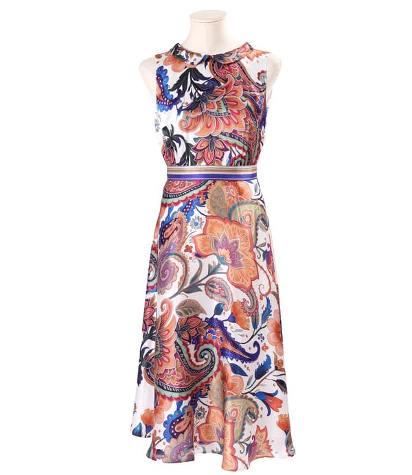 Rochie midi din matase naturala imprimata cu motive paisley