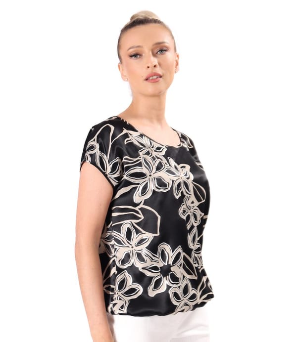 Bluza lejera din satin de viscoza imprimata cu motive florale
