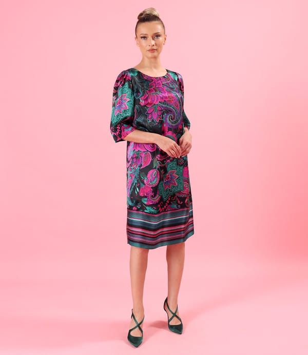 Rochie lejera din matase naturala imprimata cu motive paisley