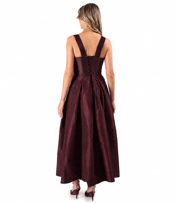 Rochie evazata din tafta cu corset cu bretele