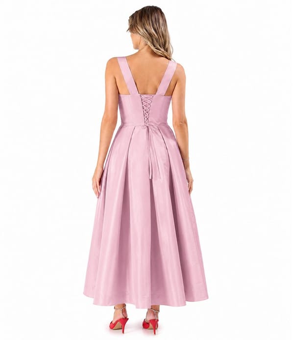 Rochie evazata din tafta cu corset cu bretele