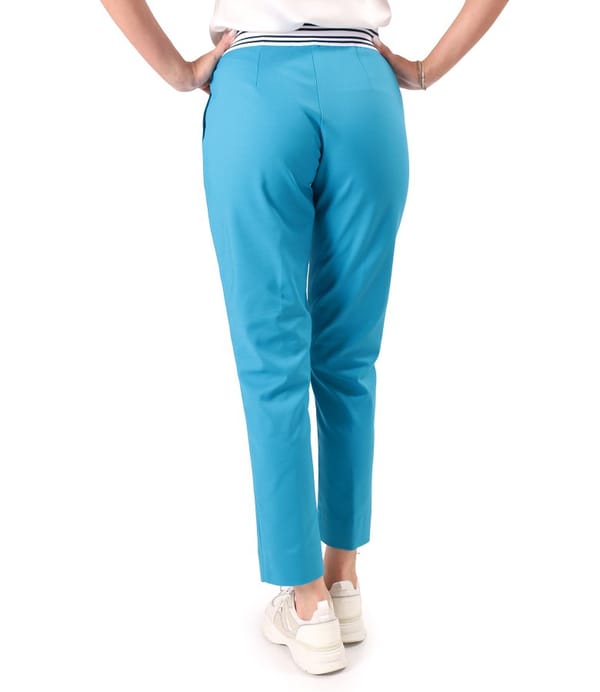 Pantaloni eleganti din bumbac elastic cu banda elastica decorativa