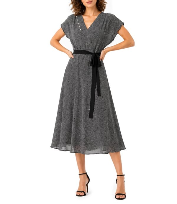 Rochie eleganta din viscoza imprimata cu picouri