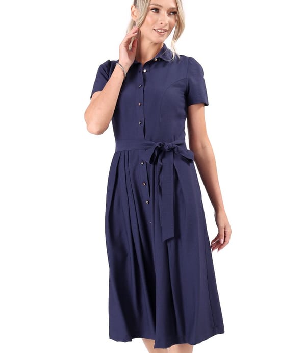 Rochie eleganta tip camasa din viscoza usor creponata