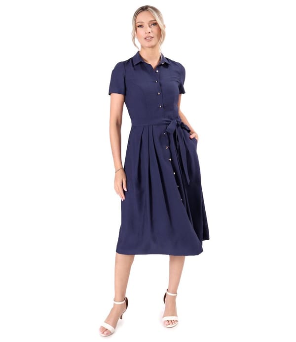 Rochie eleganta tip camasa din viscoza usor creponata